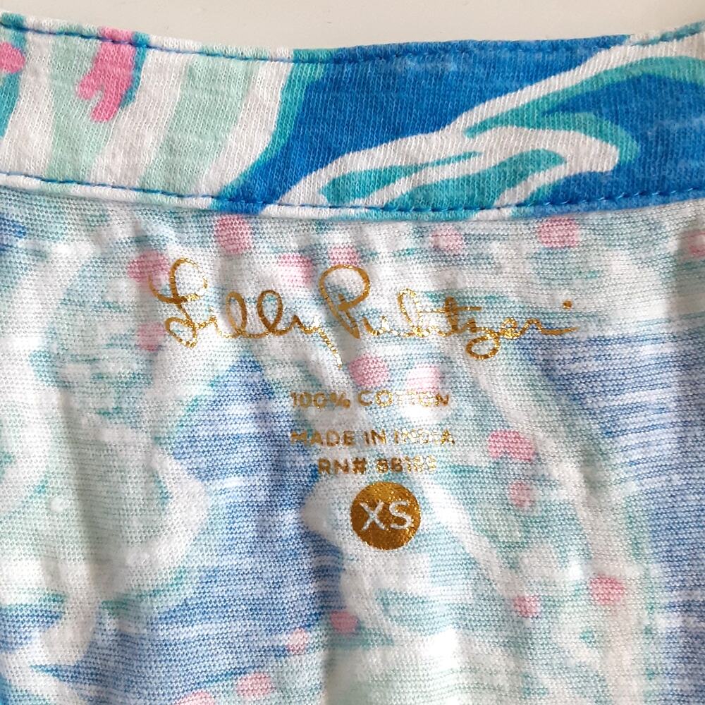 Lilly Pulitzer Arya Tank Top Into The Deep Racerback Womens XS Beach Resort Blue - Picture 3 of 7